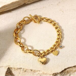 Gold Heart Charm Bracelet